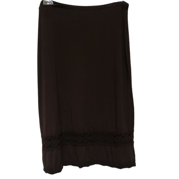 Loft Chocolate Brown Boho Skirt with cut out border  sz MP - Picture 1 of 6